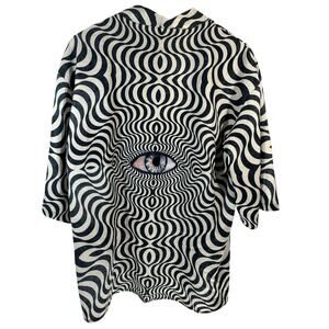 Shroom Beach Psychedelic Kimono Shirt Trippy Optical Illusion Eye Festival Wear
